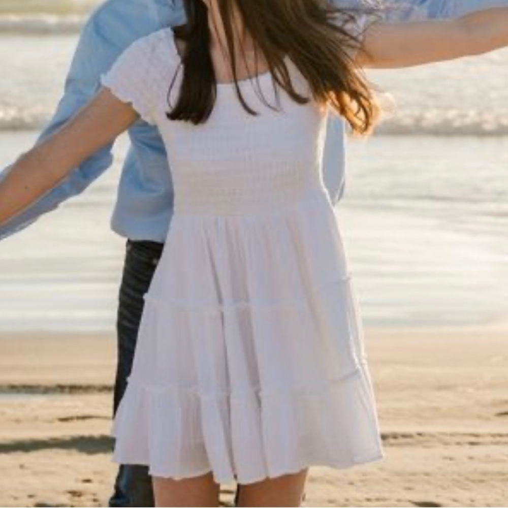 American Eagle Dress white smocked mini dress graduation beach bridal